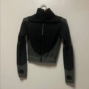 Stylish Black and Green Women's crop Jacket